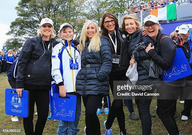 Emma Stenson, Jack Gallacher, Caroline Harrington, Suzanne Torrance, Allison McGinley and Pernilla Bjorn pose during the Singles Matches of the 2014...