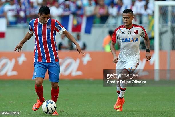 Diego Macedo of Bahia in action during the match between Bahia and Flamengo as part of Brasileirao Series A 2014 at Arena Fonte Nova on September 28,...
