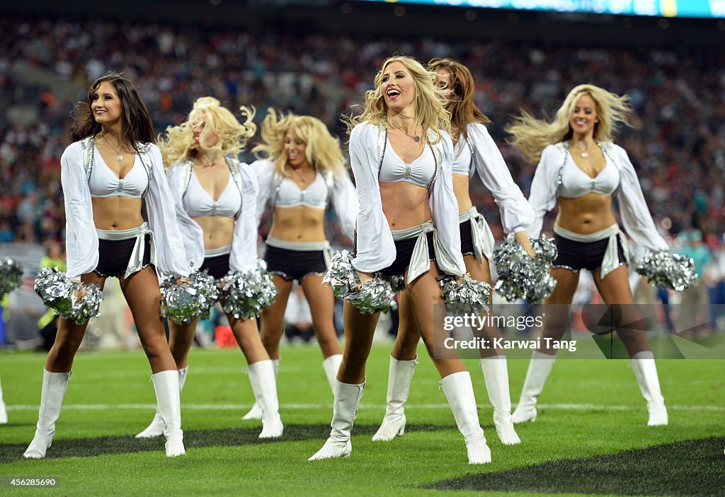 Celebrities Attend Oakland Raiders v Miami Dolphins NFL Game At Wembley