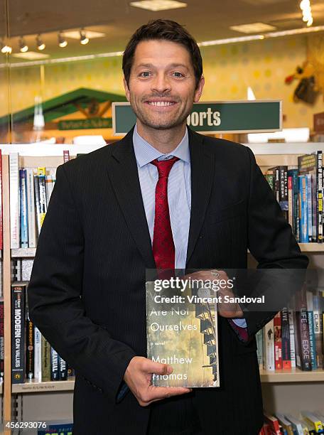 Actor Misha Collins attends the Matthew Thomas and Misha Collins book signing for "We Are Not Ourselves" at Barnes & Noble bookstore at The Grove on...