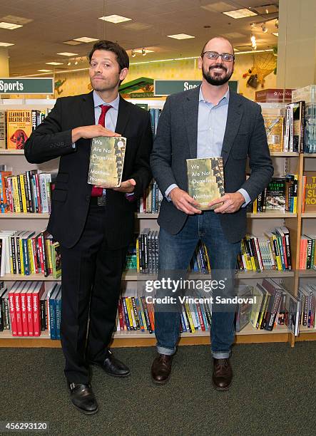 Actor Misha Collins and author Matthew Thomas attend the Matthew Thomas and Misha Collins book signing for "We Are Not Ourselves" at Barnes & Noble...