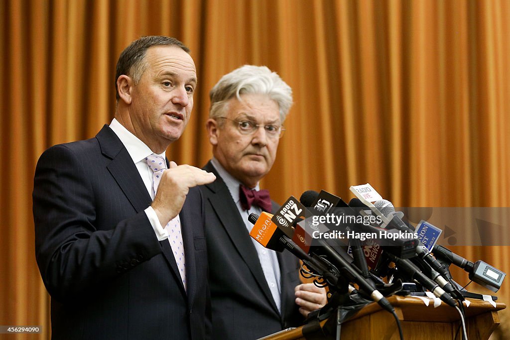 Prime Minister John Key Hold Press Conference With United Future Leader Peter Dunne