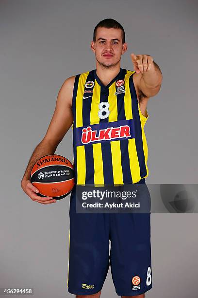 Nemanja Bjelica, #8 poses during the Fenerbahce Ulker Istanbul 2014/2015 Turkish Airlines Euroleague Basketball Media Day at Ulker Sport Arena on...