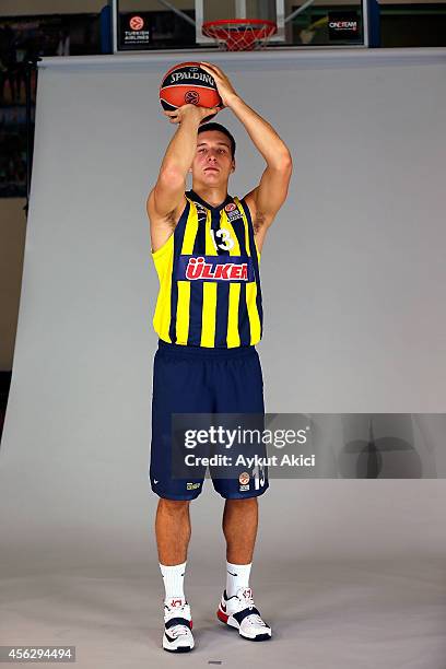 Bogdan Bogdanovic, #13 poses during the Fenerbahce Ulker Istanbul 2014/2015 Turkish Airlines Euroleague Basketball Media Day at Ulker Sport Arena on...