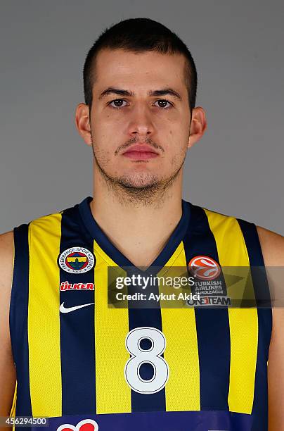 Nemanja Bjelica, #8 poses during the Fenerbahce Ulker Istanbul 2014/2015 Turkish Airlines Euroleague Basketball Media Day at Ulker Sport Arena on...