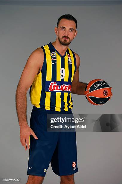 Semih Erden, #9 poses during the Fenerbahce Ulker Istanbul 2014/2015 Turkish Airlines Euroleague Basketball Media Day at Ulker Sport Arena on...