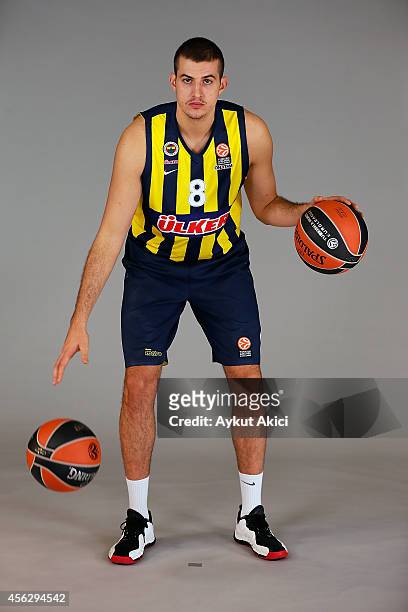 Nemanja Bjelica, #8 poses during the Fenerbahce Ulker Istanbul 2014/2015 Turkish Airlines Euroleague Basketball Media Day at Ulker Sport Arena on...
