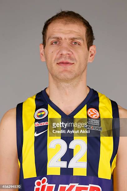 Luka Zoric, #22 poses during the Fenerbahce Ulker Istanbul 2014/2015 Turkish Airlines Euroleague Basketball Media Day at Ulker Sport Arena on...