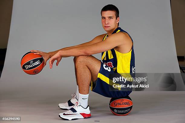 Bogdan Bogdanovic, #13 poses during the Fenerbahce Ulker Istanbul 2014/2015 Turkish Airlines Euroleague Basketball Media Day at Ulker Sport Arena on...