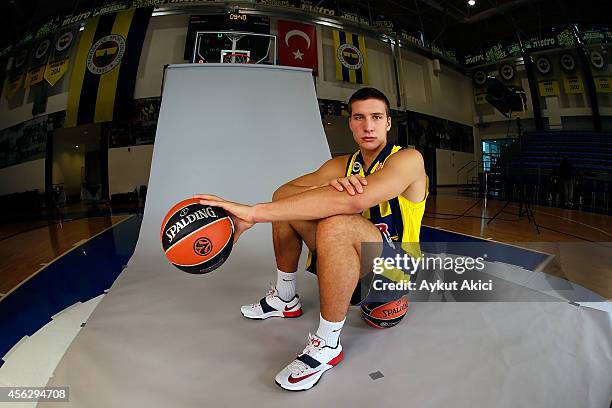 Bogdan Bogdanovic, #13 poses during the Fenerbahce Ulker Istanbul 2014/2015 Turkish Airlines Euroleague Basketball Media Day at Ulker Sport Arena on...