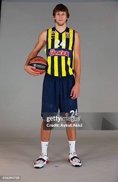 Jan Vesely, #24 poses during the Fenerbahce Ulker Istanbul 2014/2015 Turkish Airlines Euroleague Basketball Media Day at Ulker Sport Arena on...