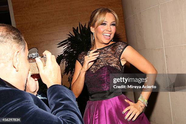 Honoree Thalia poses for Raul De Molina at the 2014 Icons Of Style Gala Hosted By Vanidades at Mandarin Oriental Hotel on September 18, 2014 in New...