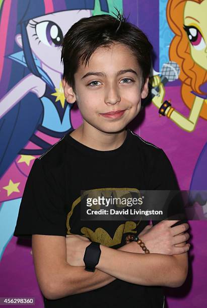 Actor Aidan Gallagher attends the premiere of Hasbro Studios' "My Little Pony Equestria Girls Rainbow Rocks" at the TCL Chinese 6 Theatres on...