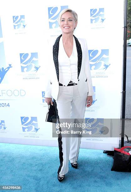 Actress Sharon Stone arrives for Project Angel Food Celebrates 25 Years With 2014 Angel Awards at Project Angel Food on September 6, 2014 in Los...