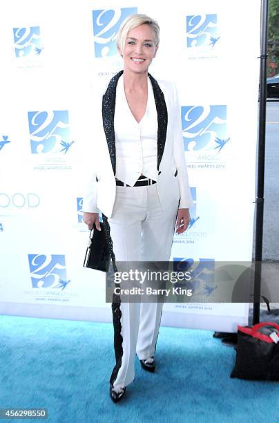 Actress Sharon Stone arrives for Project Angel Food Celebrates 25 Years With 2014 Angel Awards at Project Angel Food on September 6, 2014 in Los...