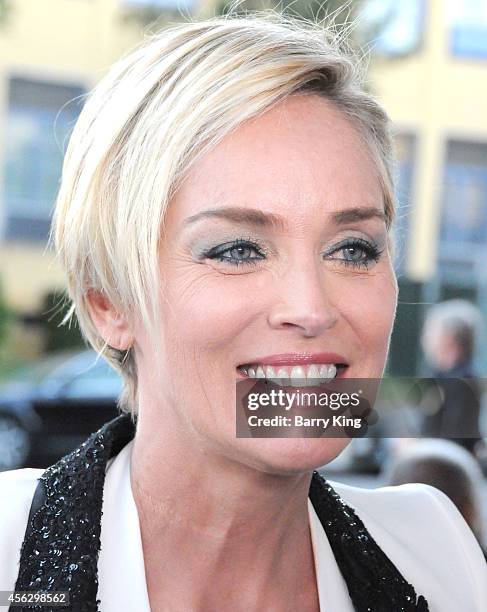 Actress Sharon Stone arrives for Project Angel Food Celebrates 25 Years With 2014 Angel Awards at Project Angel Food on September 6, 2014 in Los...