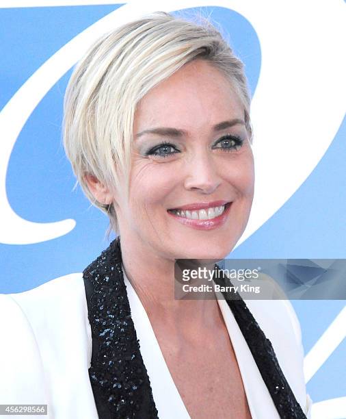 Actress Sharon Stone arrives for Project Angel Food Celebrates 25 Years With 2014 Angel Awards at Project Angel Food on September 6, 2014 in Los...