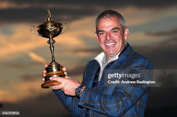 Paul McGinley, the victorious European Ryder Cup team captain, poses for a photograph at The Gleneagles Hotel on September 29, 2014 in Auchterarder,...