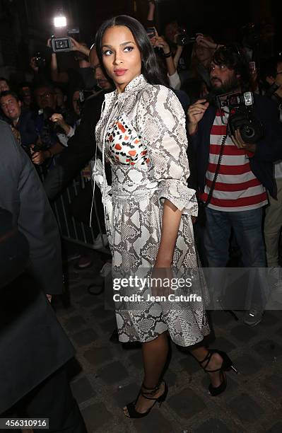 Ciara attends Givenchy fashion show at the Lycee Carnot as part of the Paris Fashion Week Womenswear Spring/Summer 2015 on September 28, 2014 in...