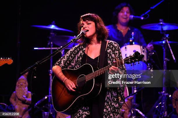 Singer Norah Jones performs at theThe Best Fest Presents GEORGE FEST An Evening To Celebrate The Music Of George Harrison at The Fonda Theatre on...