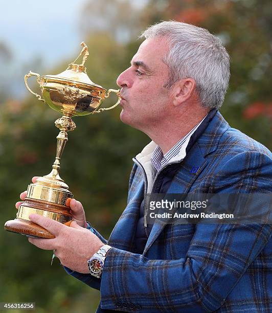 Paul McGinley, the victorious European Ryder Cup team captain, poses for a photograph at The Gleneagles Hotel on September 29, 2014 in Auchterarder,...