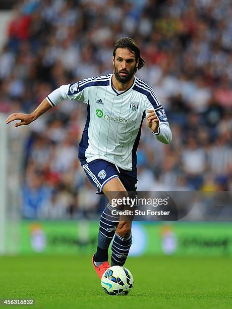 Player Georgios Samaras in action during the Barclays Premier League match between West Bromwich Albion and Burnley at The Hawthorns on September 28,...