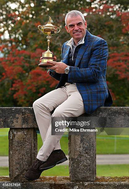 Paul McGinley, the victorious European Ryder Cup team captain, poses during a photocall at the Gleneagles hotel on September 29, 2014 in...