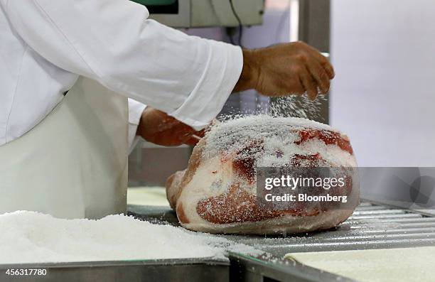 Ham Curing Process 19 Parma Ham Production At Pio Tosini Industria Prosciutti Spa Stock ...