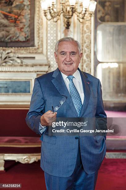 Politician Jean Pierre Raffarin is photographed for Self Assignment on September 2, 2014 in Paris, France.