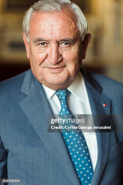 Politician Jean Pierre Raffarin is photographed for Self Assignment on September 2, 2014 in Paris, France.