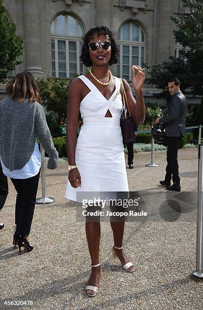 Shala Monroque arrives at Gianbattista Valli during Paris Fashion Week, Womenswear SS 2015 on September 29, 2014 in Paris, France.