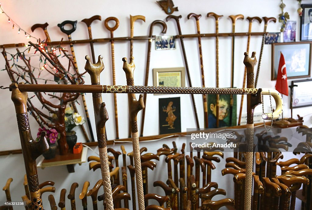 84-year old Turkish walking stick maker in Sakarya, Turkey