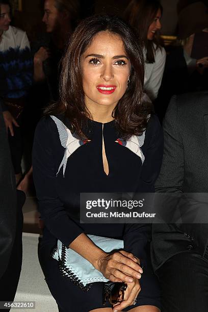 Salma Hayek attends the Stella McCartney show as part of the Paris Fashion Week Womenswear Spring/Summer 2015 on September 29, 2014 in Paris, France.