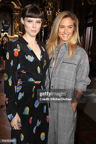Coco Rocha and Bar Refaeli attends the Stella McCartney show as part of the Paris Fashion Week Womenswear Spring/Summer 2015 on September 29, 2014 in...