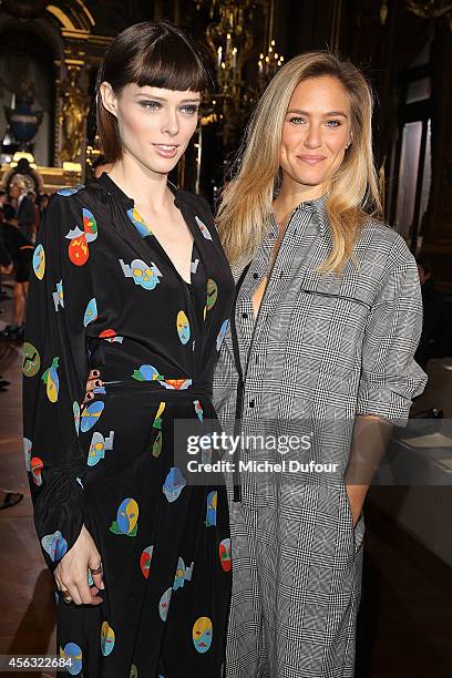 Coco Rocha and Bar Refaeli attends the Stella McCartney show as part of the Paris Fashion Week Womenswear Spring/Summer 2015 on September 29, 2014 in...