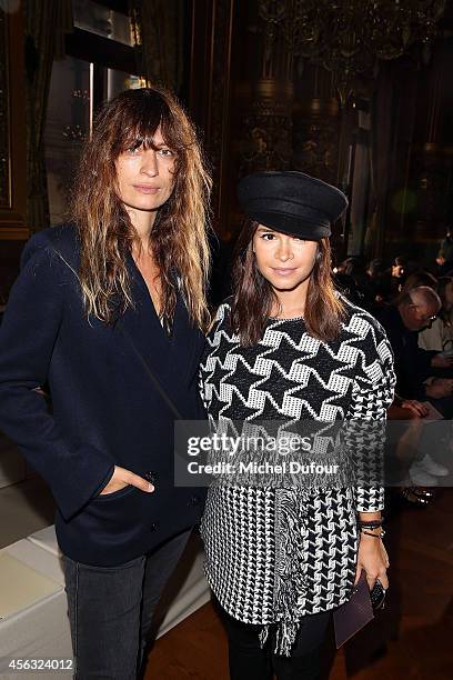 Caroline de Maigret and Miroslava Duma attend the Stella McCartney show as part of the Paris Fashion Week Womenswear Spring/Summer 2015 on September...
