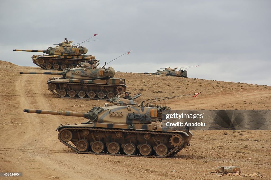 Turkish Army's tanks close to the Turkish - Syrian Border