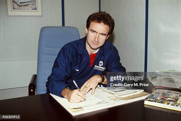 Wycombe Wanderers Manager Martin O' Neill at his desk circa 1992, O' Neill mananged Wycombe from 1990-1995.