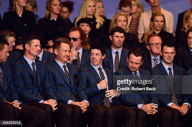 Team Europe Justin Rose, Ian Poulter, Rory McIlroy, Graeme McDowell, and Martin Kaymer during Opening Ceremony at The Gleneagles Hotel. Auchterarder,...