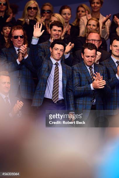 Team Europe Rory McIlroy and Graeme McDowell during Opening Ceremony at The Gleneagles Hotel. Auchterarder, Scotland 9/25/2014 CREDIT: Robert Beck
