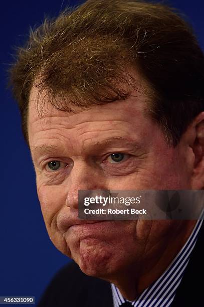 Closeup of Team USA captain Tom Watson during press conference at The Gleneagles Hotel. Auchterarder, Scotland 9/25/2014 CREDIT: Robert Beck