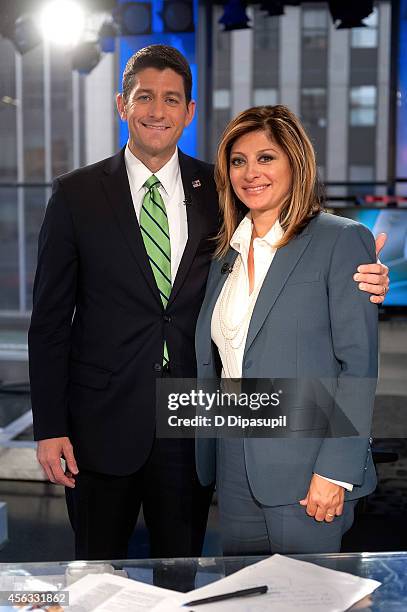 Maria Bartiromo interviews U.S. Representative Paul Ryan at FOX Studios on September 29, 2014 in New York City.