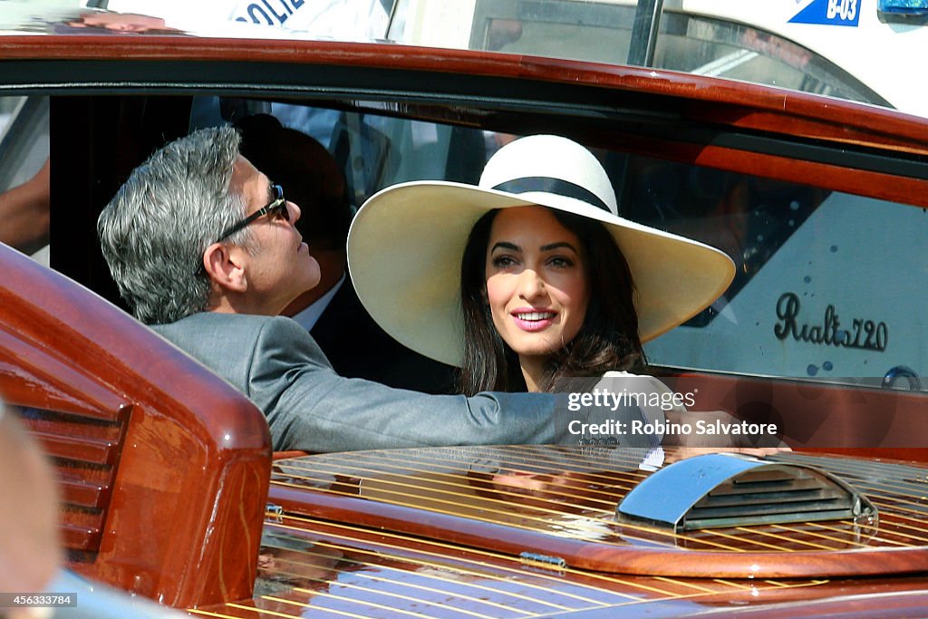 George Clooney and Amal Alamuddin sighted on the way to their civil ...