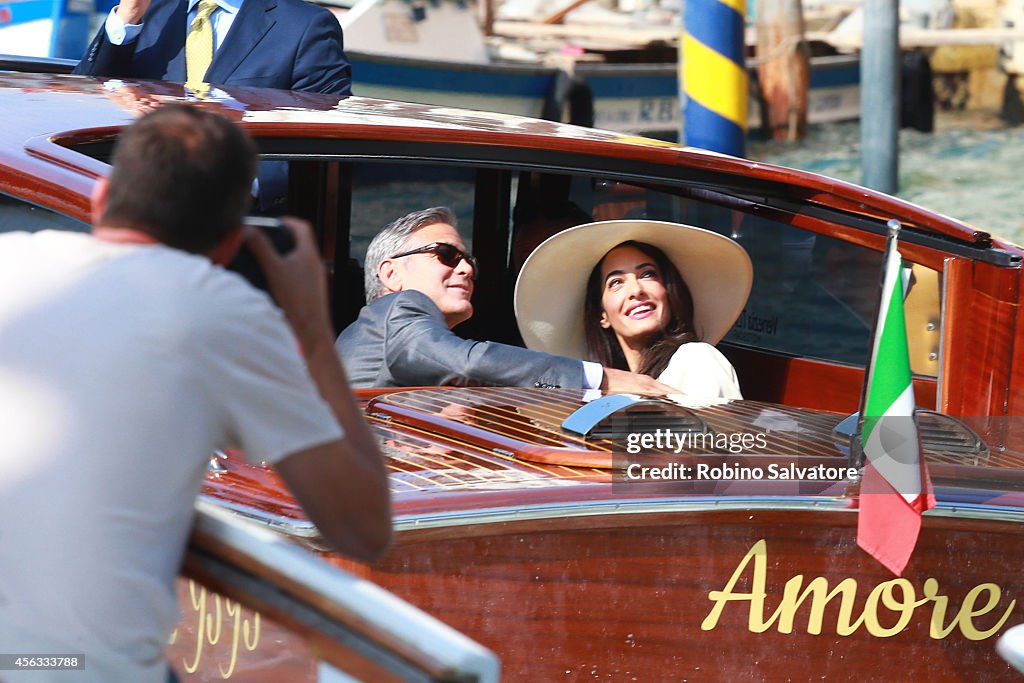George Clooney and Amal Alamuddin sighted on the way to their civil ...