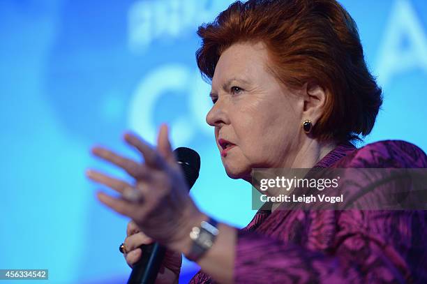 Former President to the Republic of Latvia, Vaira Vike-Freiberga, speaks onstage at the 2014 Concordia Summit - Day 1 at Grand Hyatt New York on...