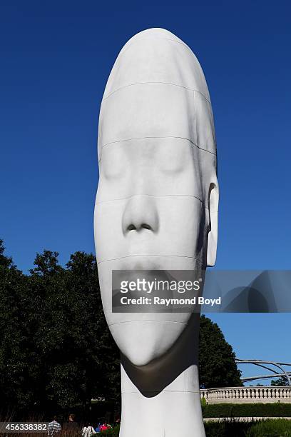 Jaume Plensa's "Looking Into My Dreams, Awilda" sculpture is part of his "1004 Portraits" art exhibit at Millennium Park's Madison Square entrance on...