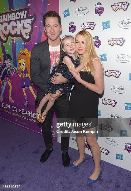 Barry Sloane, Gracie Sloane and Katy O'Grady attend the premiere of My Little Pony Equestria Girls Rainbow Rocks at TCL Chinese Theatre on September...