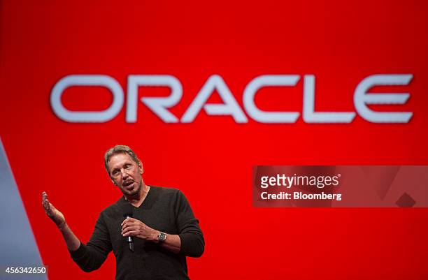Larry Ellison, chairman of Oracle Corp., speaks during the Oracle OpenWorld 2014 conference in San Francisco, California, U.S., on Sunday, Sept. 28,...