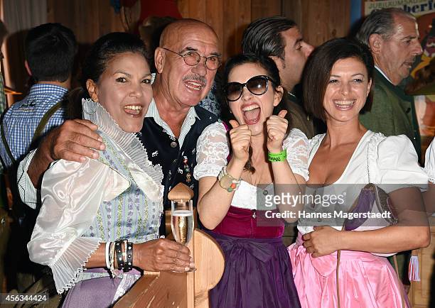 Shirley and Otto Retzer, Viktoria Lauterbach and sister Najat Skaf attend the Sauerland Wiesn at Weinzelt during Oktoberfest at Theresienwiese on...