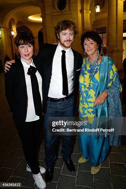 Actress Anny Duperey , her son Gael Girodeau and Anne Auffret attend the tribute to Gisele Casadesus celebrating her 100th anniversary at Theatre...